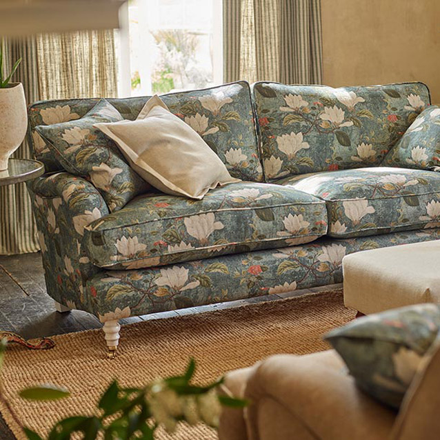 Alwinton 3 seater Sofa in RHS Botanicals Plantae Japonicae Teal